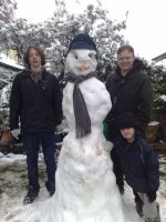 Aaron, Josh and Nathan with snowman 6-4-08.jpg